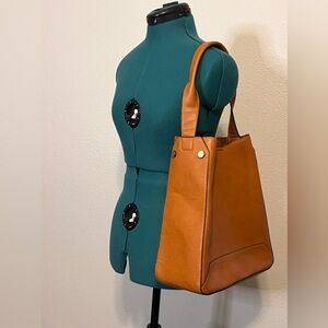 Faux Leather Handbag with Brass Closure